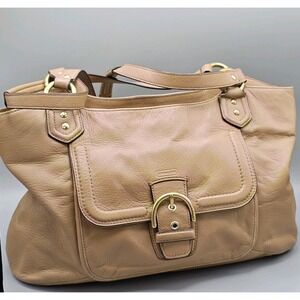 Coach 2006 Soho Tan Pebbled Leather Flap Shoulder Bag Style F24861